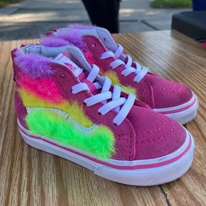 Vans pink shoes with unicorn fur